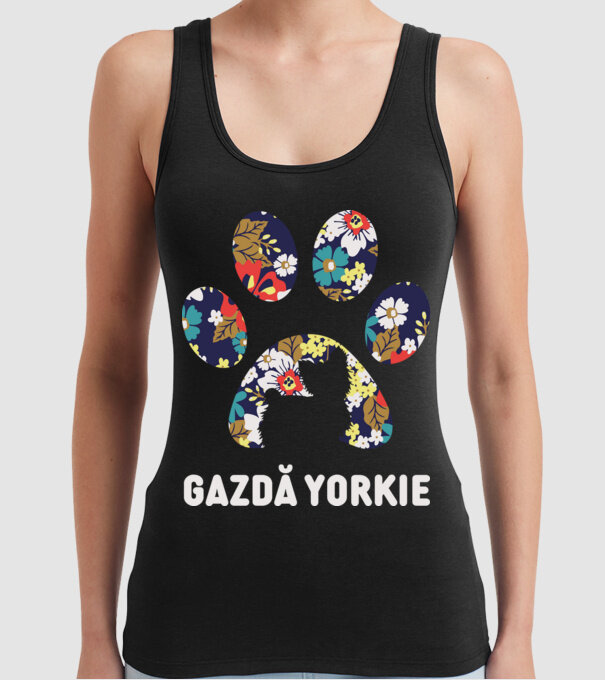 Gazdă Yorkie model negru pe tricou