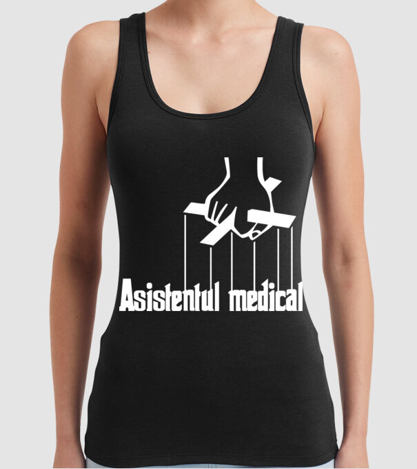 Asistentul medical / Asistenta medicală model negru pe tricou