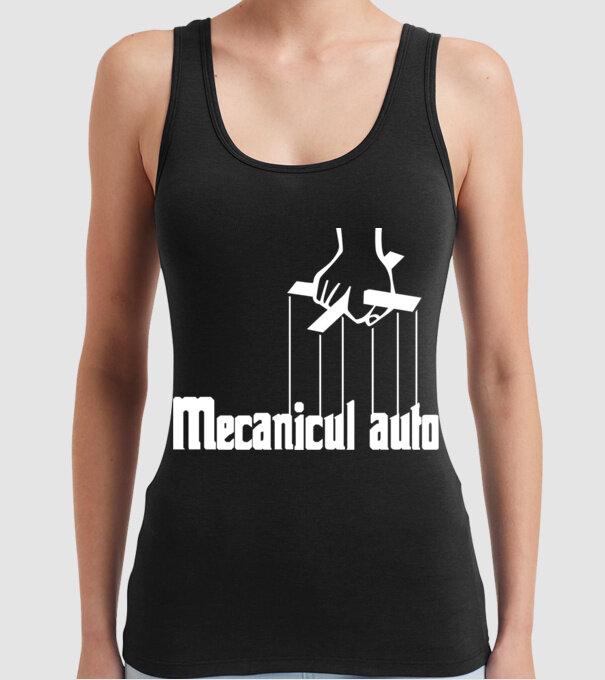 Mecanicul auto model negru pe tricou