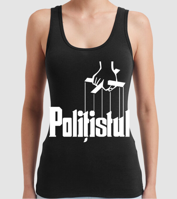 Polițistul model negru pe tricou