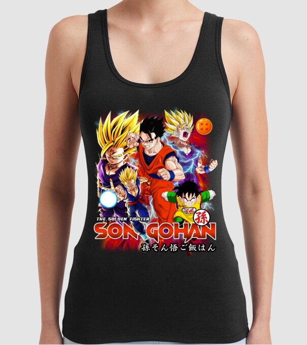 gohan dragonball model negru pe tricou