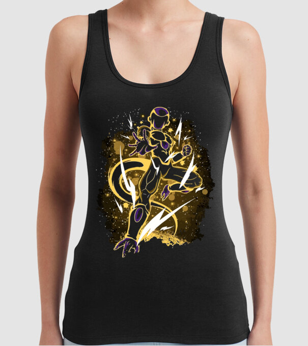 golden freeza dragonball model negru pe tricou