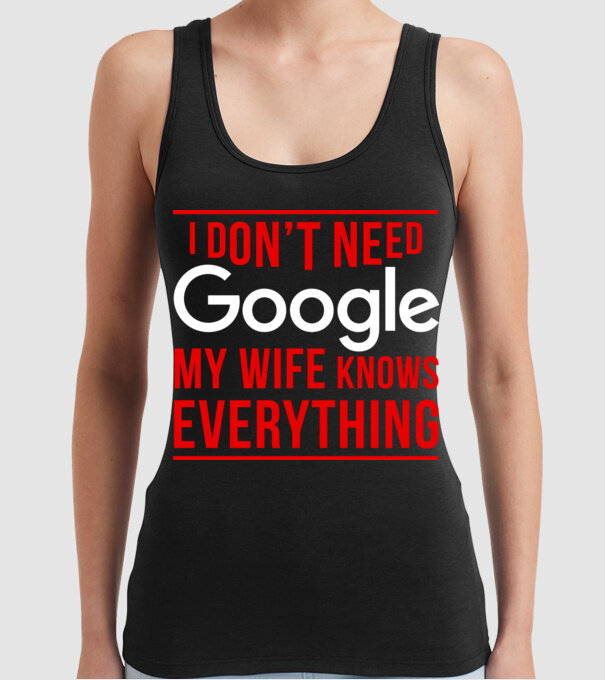 Google wife model negru pe tricou