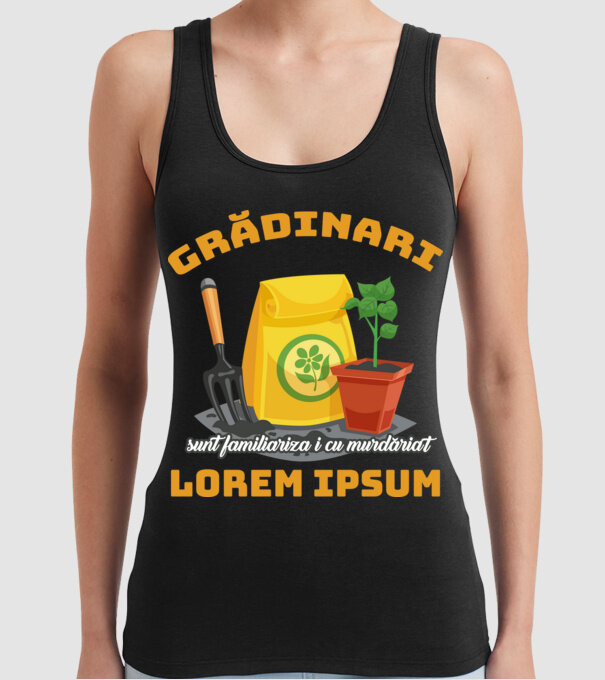 Grădinari model negru pe tricou