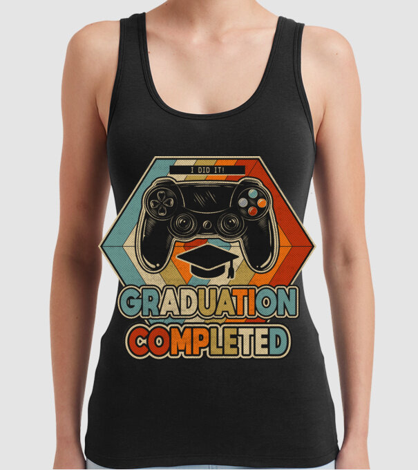 Graduation Completed model negru pe tricou