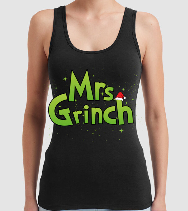 Grinch Family Mrs Grinch model negru pe tricou