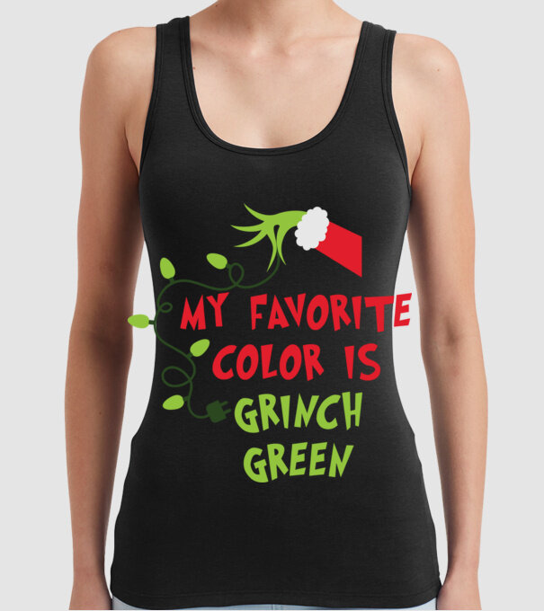 Grinch Green model negru pe tricou