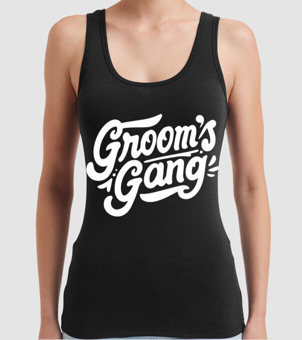 Grooms Gang model negru pe tricou