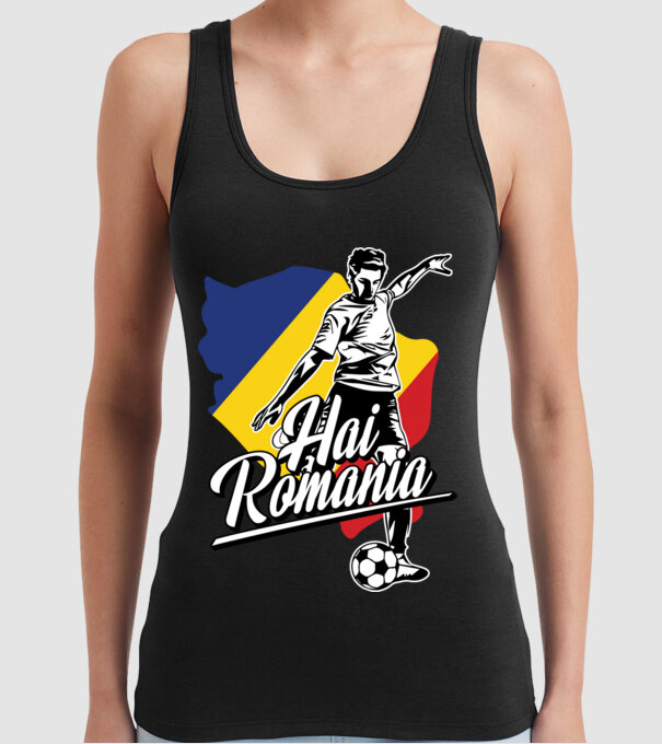 Hai romania fotbal model negru pe tricou