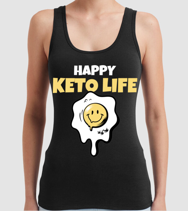 HAPPY KETO LIFE model negru pe tricou