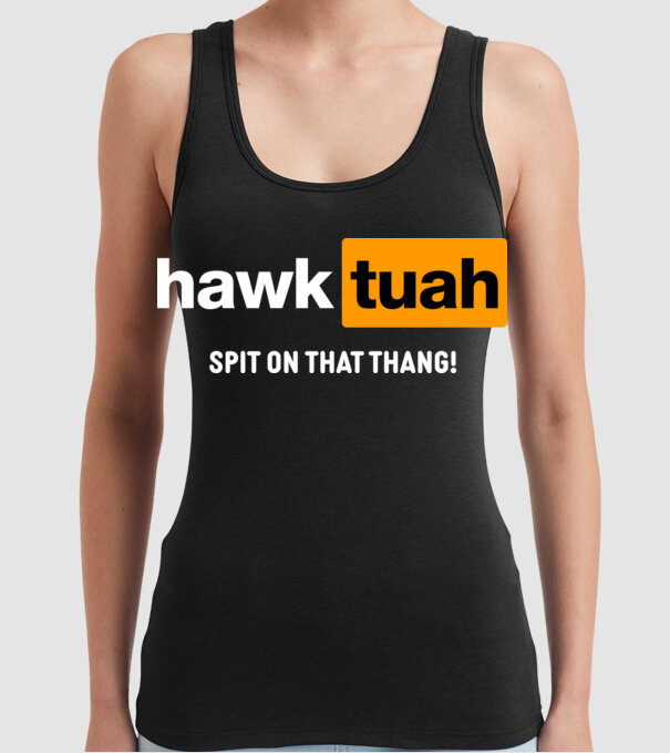 hawk tuah pornhub mix model negru pe tricou