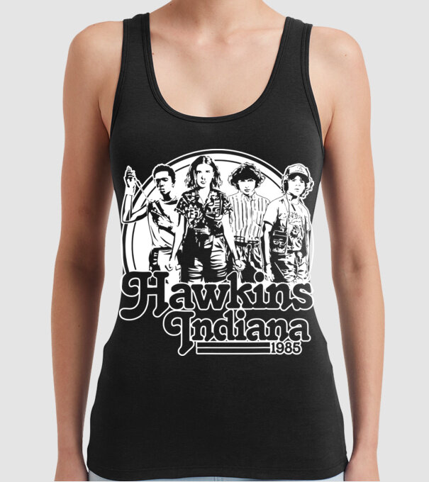hawkins indiana stranger things2 model negru pe tricou