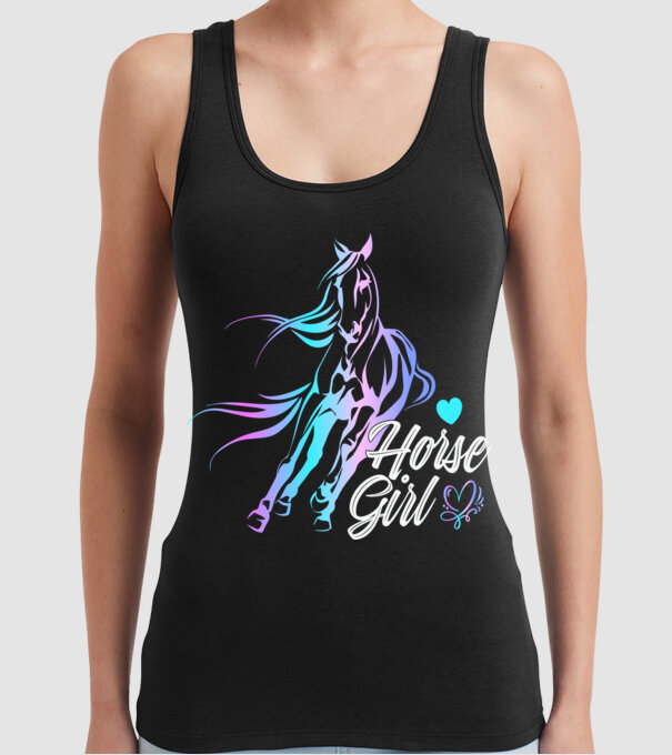 Horse girl 2 model negru pe tricou