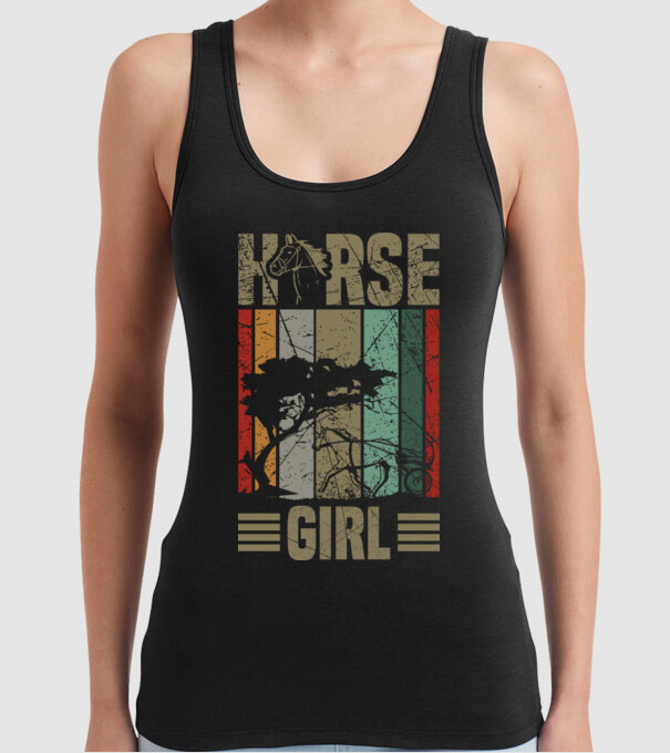 Horse girl model negru pe tricou