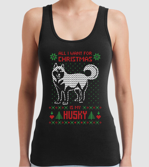 Husky model negru pe tricou