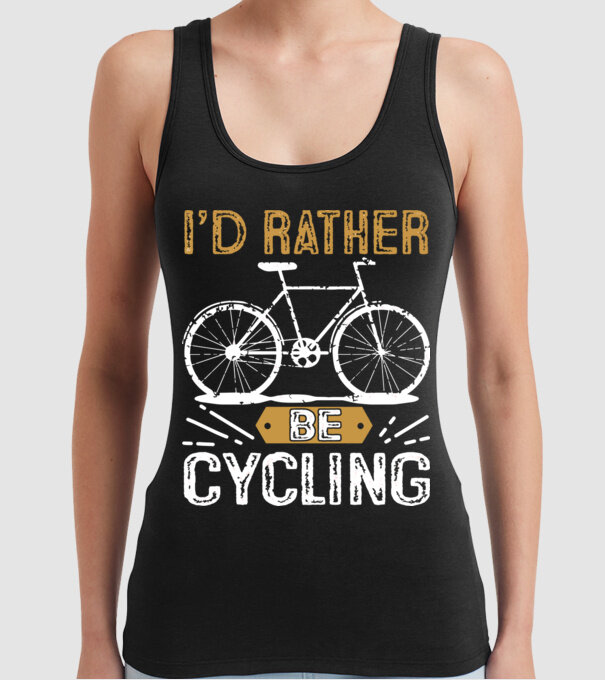 I'd rather be cycling model negru pe tricou