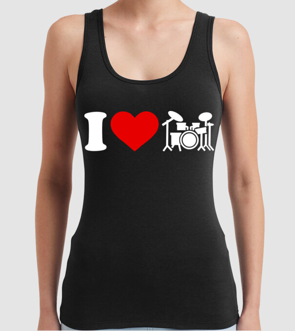 I love drum model negru pe tricou