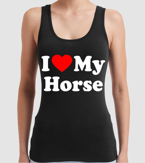 i ove my horse model negru pe tricou