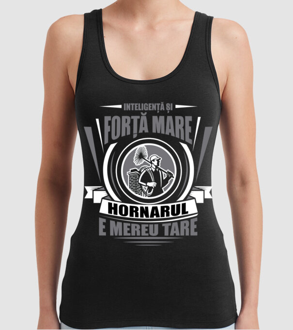 Inteligență și forță mare, hornarul e mereu tare model negru pe tricou