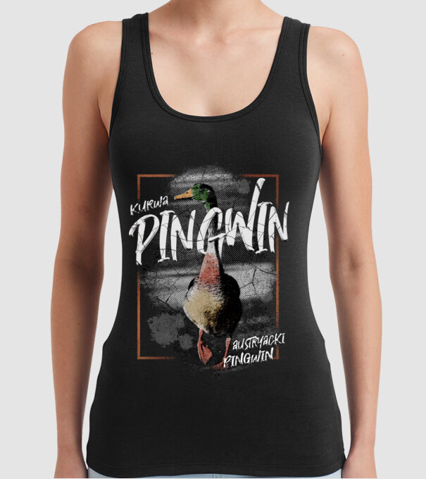 Kurwa pingwin model negru pe tricou