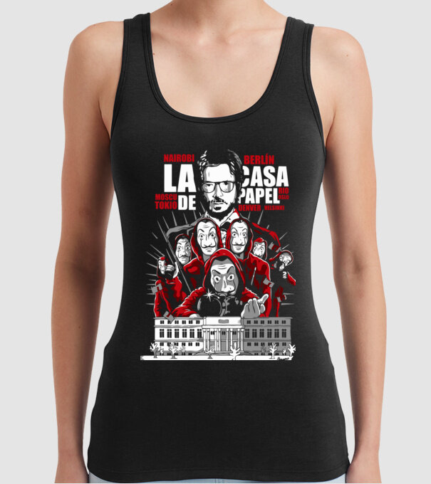 la casa de papel family model negru pe tricou