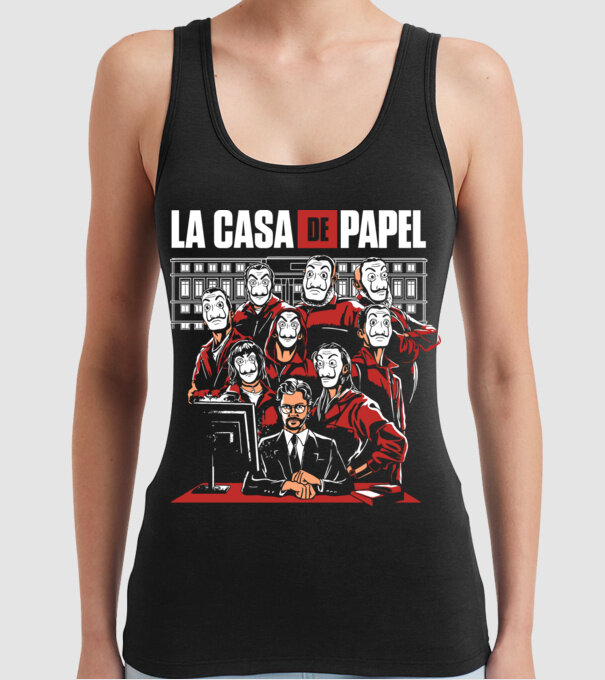 La casa de papel grupo model negru pe tricou