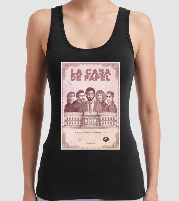 la casa de papel poster model negru pe tricou