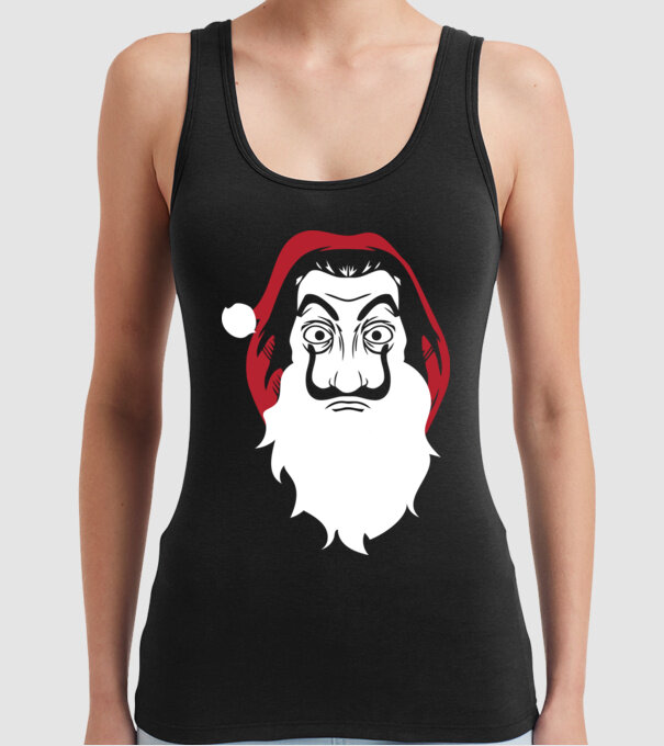 la casa de papel santa model negru pe tricou