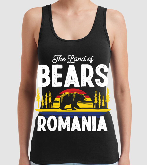 Land of Bears model negru pe tricou