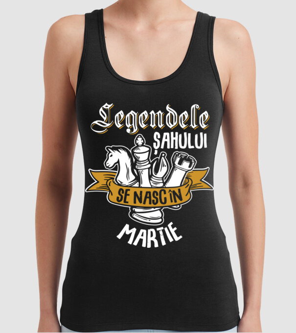 Legendele șahului se nasc în martie model negru pe tricou