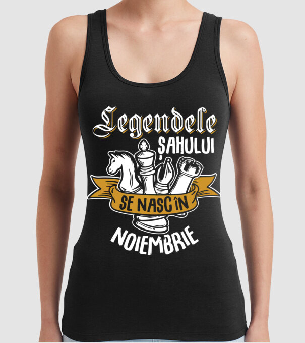 Legendele șahului se nasc în noiembrie model negru pe tricou