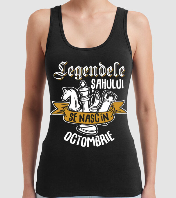 Legendele șahului se nasc în octombrie model negru pe tricou