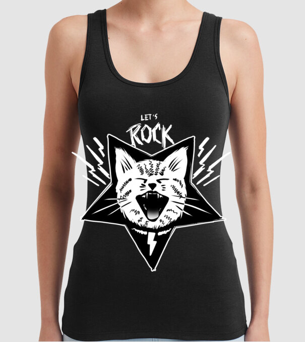 Let's rock model negru pe tricou