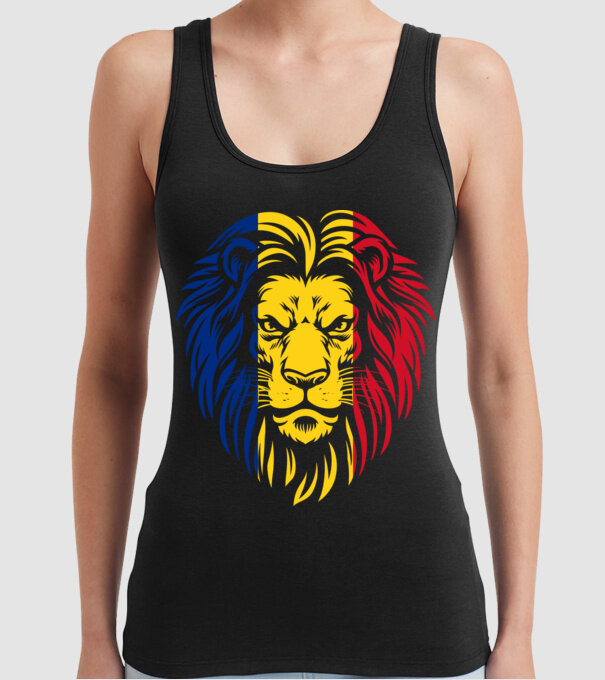Leul românesc model negru pe tricou