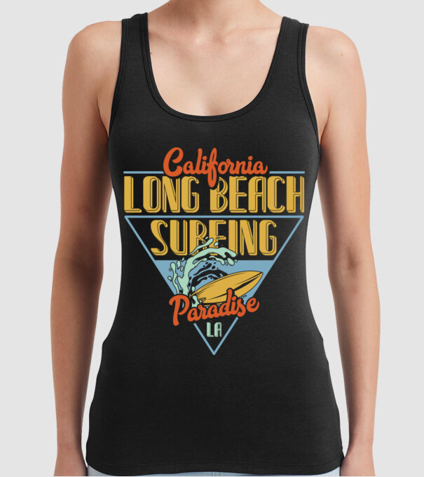 Long Beach model negru pe tricou