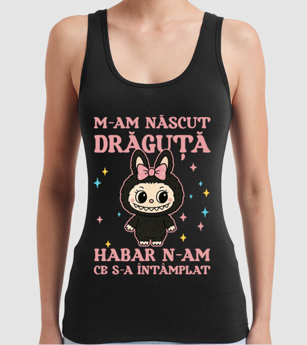 M-am născut drăguță model negru pe tricou