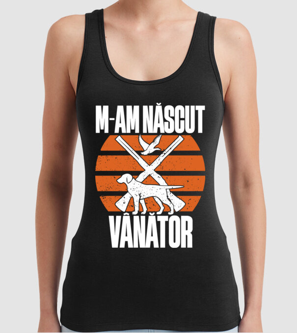 M-am născut vânător model negru pe tricou