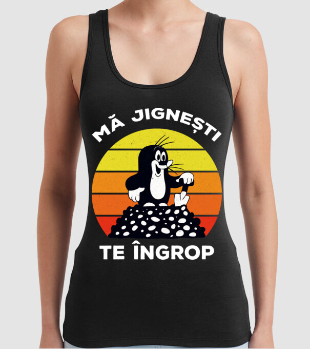 mă jignești, te îngrop model negru pe tricou