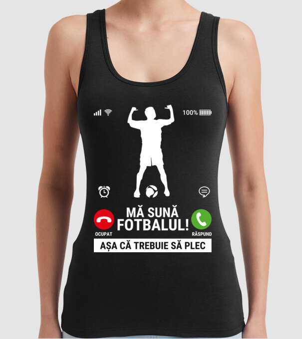 Mă sună fotbalul model negru pe tricou