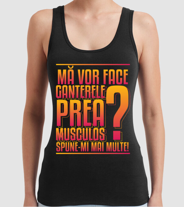 Mă vor face ganterele prea musculos? spune-mi mai multe! model negru pe tricou