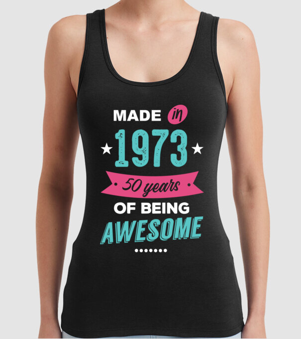 Made in 1973 model negru pe tricou