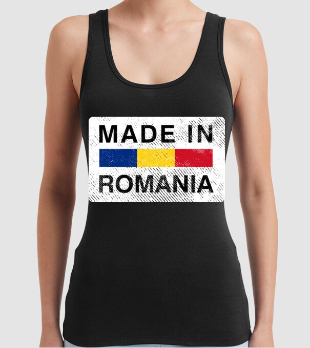 made in romania model negru pe tricou