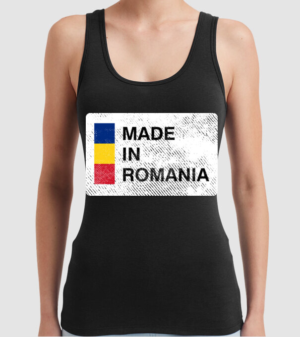 made in romania model negru pe tricou