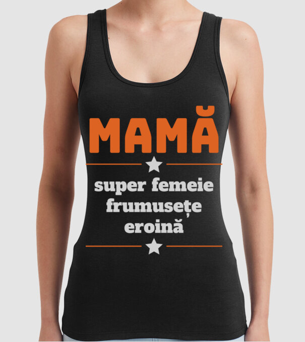 mamă, super femeie, frumusețe, eroină model negru pe tricou