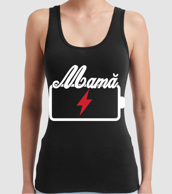 Mamă la încărcat model negru pe tricou