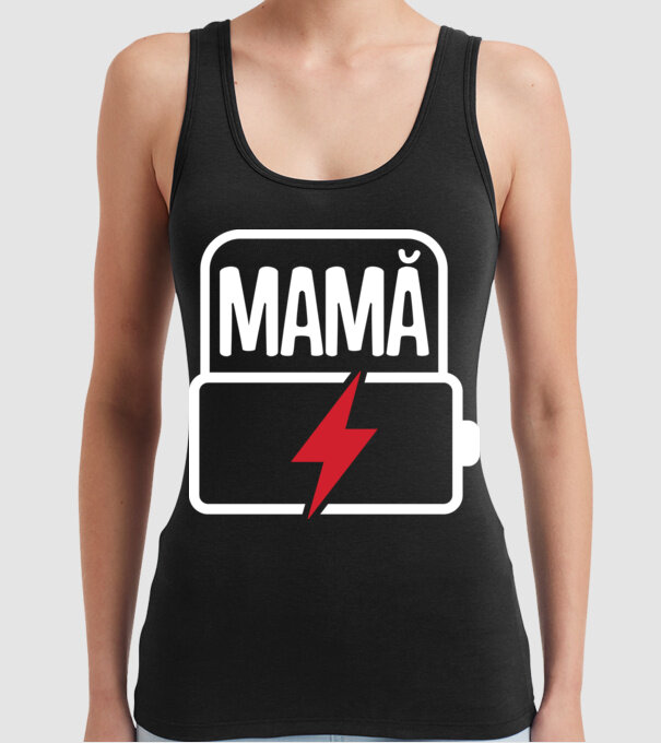 Mamă la încărcat model negru pe tricou
