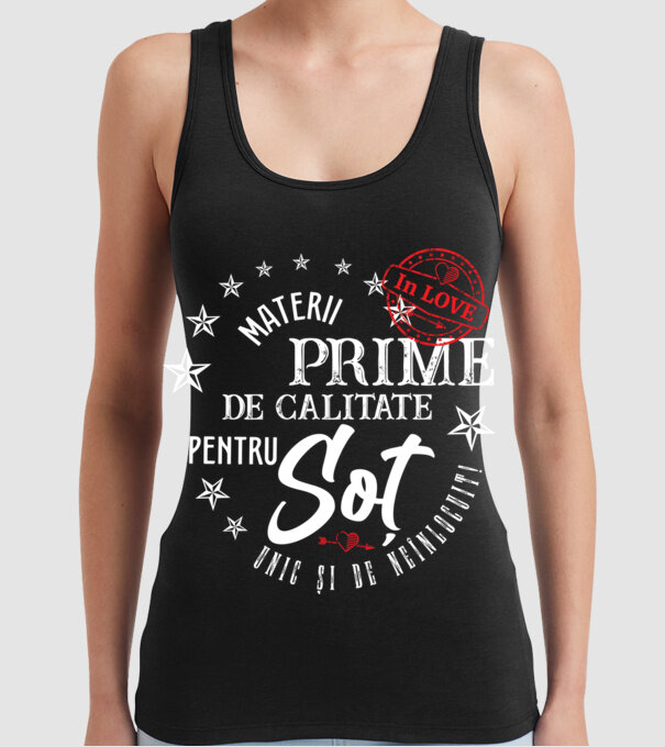 Materii prime de calitate pentru soț model negru pe tricou