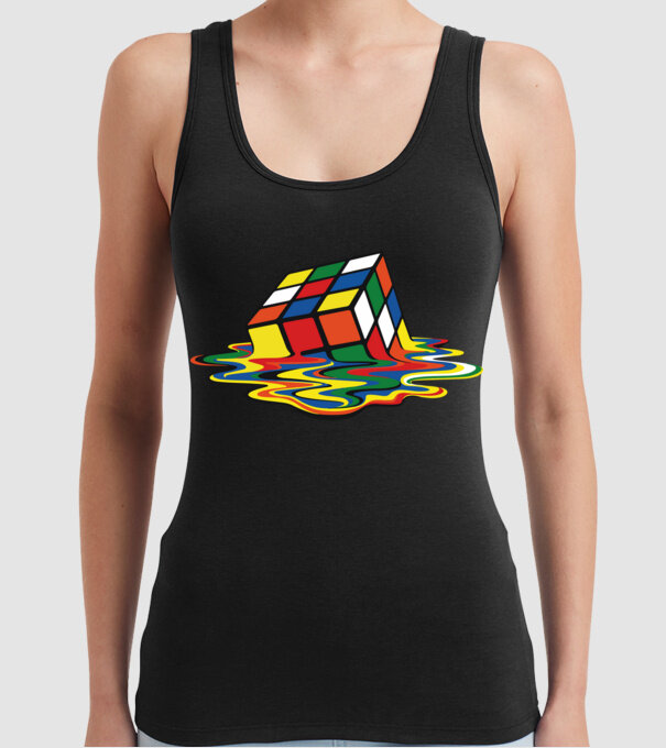 Melting Rubik model negru pe tricou