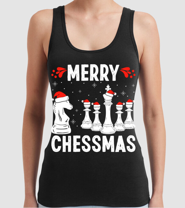 merry chessmass model negru pe tricou
