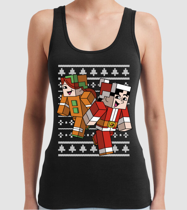 Minecraft christmas ugly sweater model negru pe tricou